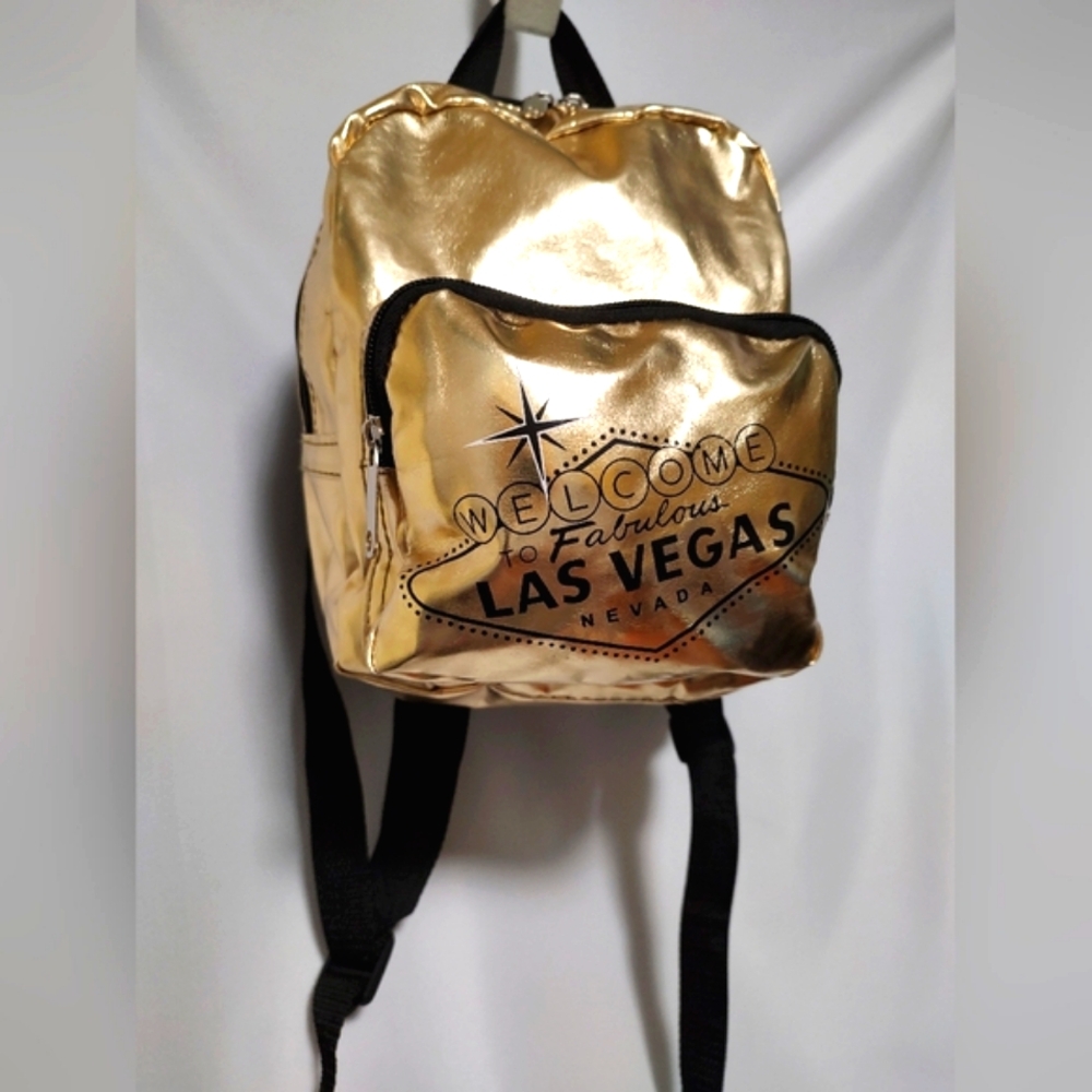 SALE !  Metallic Gold lame` mini backpack see video Backpack Las Vegas